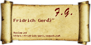Fridrich Gerő névjegykártya